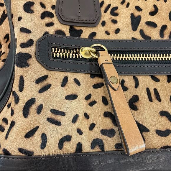 orYANY Leopard Cow Calf Hair Leather Studded Satchel Crossbody Handbag Purse Cow - Picture 6 of 16